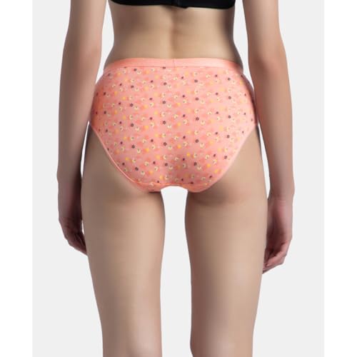 Image of Jockey 3006 Women High Coverage Super Combed Cotton Elastane Stretch Mid Waist Hipster with Exposed Waistband (Pack of 3, Colors & Prints May Vary)