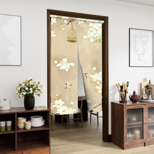 Leowefowa Long Type Double Sided Doorway Curtain Noren Japanese Floral Style Window Treatment...