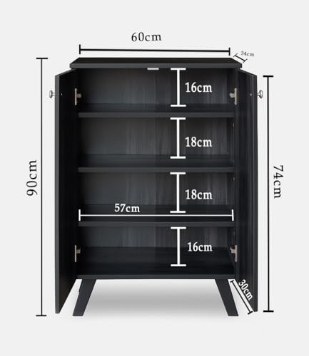 Image of 2-Door Engineered Wood Shoe Rack, 4-Tier Wooden Shoe Rack for Entryway, Shoe Storage Cabinet with Doors Adjustable Shelves, Wooden Shoes Rack Organizer (Dark Walnut, 2 Door)