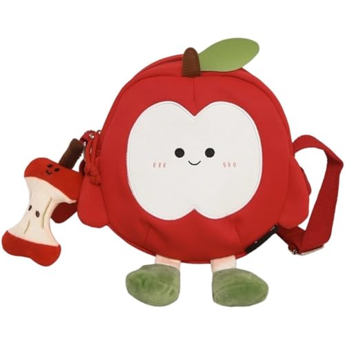 Apples Shaped Crossbody Bag Cartoon Fruit Shoulder Bag Nylon Tote Bag Adorable Student Handbag for Girls
