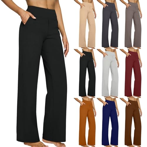 Yoga Dress Work Pants Women Stretch Business Casual High Waisted Wide Leg Comfy Office Slacks Pants with Pockets