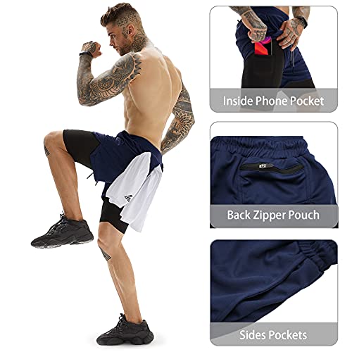 Image of OEBLD Mens Athletic Shorts 2-in-1 Gym Workout Running 7'' Shorts with Towel Loop