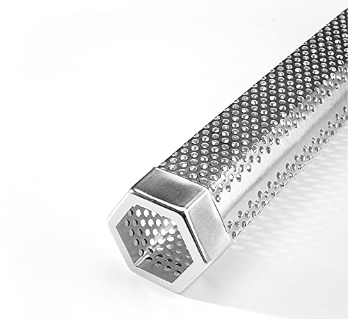 Pellet Smoker Tube, BBQ Smoking Tube, 12inch Stainless Steel Portable Hexagonal Smoking Tube for Grilling Meat,Outdoor BBQ,Kitchen Cooking,with Brush, 2 Hooks, For Electric, Gas, Charcoal Grills