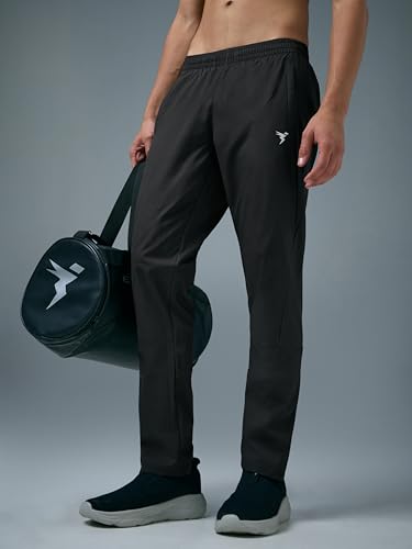 Image of TECHNOSPORT Men's Solid Slim Fit Sports Track Pants with TS LYTRA | Quick-Dry, Moisture-Wicking, UPF 50+ & Odour-Resistant Activewear for Gym, Running & Training