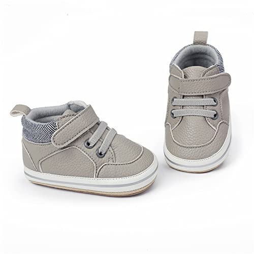 Image of SOFMUO Baby Boys Girls High Top Ankle PU Leather Sneakers Soft Rubber Sole Infant Moccasins Newborn Oxford Loafers Anti-Slip Toddler Wedding Uniform Dress Shoes