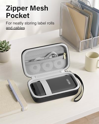Image of ProCase Label Maker Case Compatible with Nelko P21, Phomemo D30 Label Printer, Compact Portable Bag for SUPVAN E10 /ORGSTA S001 Sticker Printer, Storage for Label Tape&Accessories (Case Only) -Black