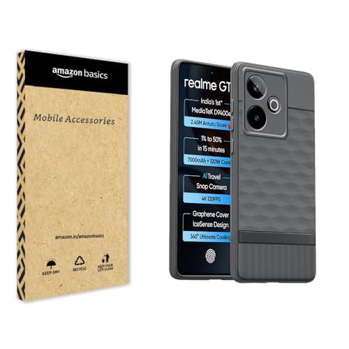 Image of amazon basics TPU Soft Back Cover for Realme GT 7 / Realme GT 7T | Full Camera Protection | Flexible Shockproof Back Case for Realme GT 7 / Realme GT 7T (Gray)