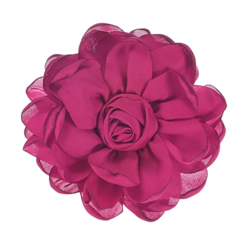 Image of M METERXITY Rose Flower Brooches and Pins for Women, Lapel Pins Dainty Satin Fabric Big Camellia Hair Flowers Clips for Wedding /Parties /Clothes /Jewelry