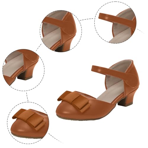 IWIHMIV Girls Dress Sandals Closed Toe Chunky Low Heels Sandals Ankle Strap Leather Mary Jane Shoes Wedding Party Shoes4