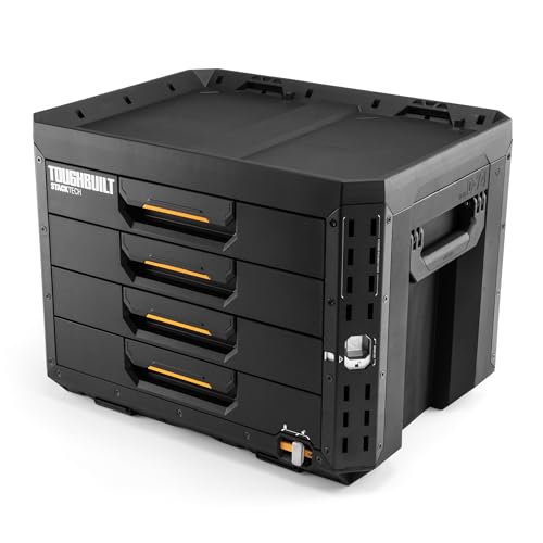 ToughBuilt StackTech 4 Drawer Locking Tool Box Stackable 240 lb Capacity