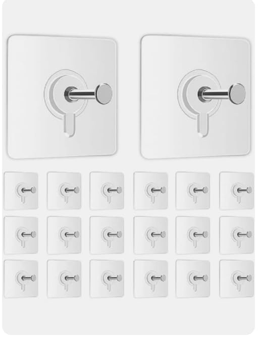 Self-Adhesive Screw Hook, Wall Mounted, No Drilling Required, Silver, Pack of 16 (5)-image-18
