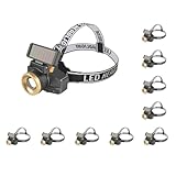 10 Set Motions Sensor Headlamp Brightness 4 Modes Head Torch Angle Adjustable Headlight Outdoor Working for Camping Cycling Solar, Solar Powered