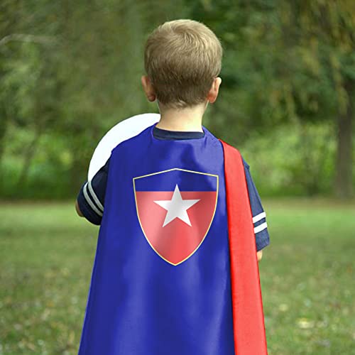 Mizzuco Superhero Capes For Kids Superhero Cloak With Mask And Waistband Halloween Costumes And Party Dress Up Gift For Boys And Girls (Blue+White) #TOP3