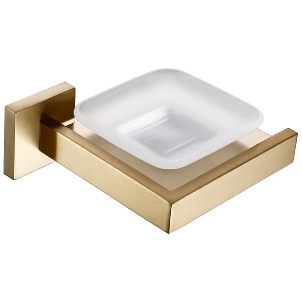 Juego de Accesorios de baño de Oro Cepillado Soporte de Rollo de Papel higiénico de Montaje en Pared Toallero Colgador de Batas Kit de Accesorios de Acero Inoxidable, jabonera BG