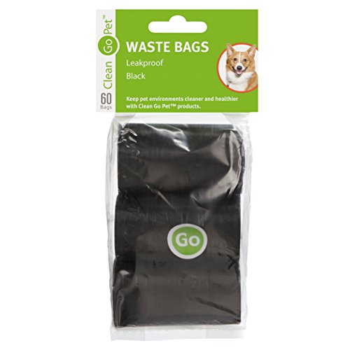 Image of Clean Go Pet Replacement Dog Waste Bags, 3-Pack of 20-Count Rolls, Durable, Leakproof Plastic Poop Bags, Black