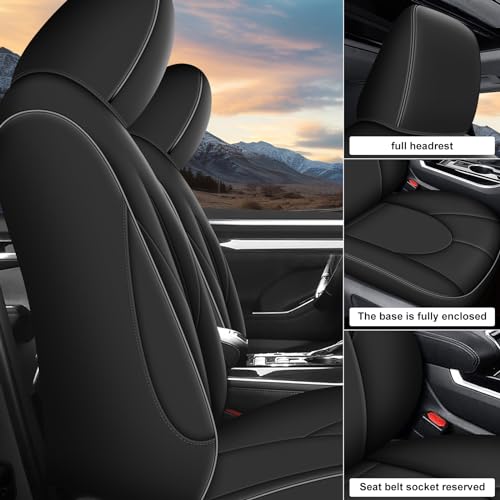 AOMSAZTO Custom Fit Highlander Seat Covers: for Toyota Highlander 2020 2021 2022 2023 2024 2025-Three-Row 7 Seats,Second Row Captain Chair Faux Leather-Black