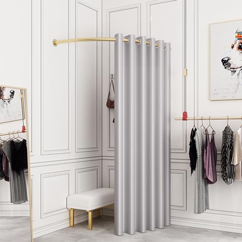 LOYALHEARTDY Clothing Store Fitting Room,Clothing Store Fitting Room with Grey Privacy Shading Curtain,C-Dressing Corner Wall Mounted Changing Room for Privacy Protection for for Retail Cloth Store