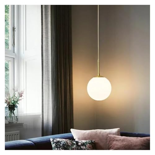 Lustre LED suspension en verre blanc chaud pour table de salle à manger