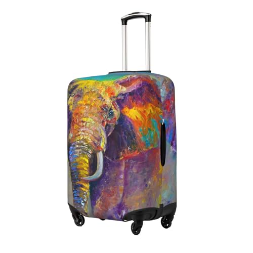 Oil Painting Elephant 1 Luggage Cover Washable Elasticated Luggage Covers for Suitcase TSA Approved Stylish Scratch Resistant Luggage Case Protector2