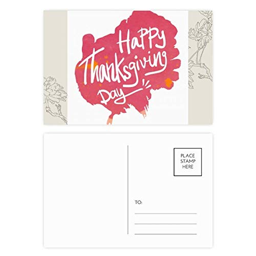 Carte postale Merci Aquarelle rose Thanksgiving motif fleur lot 20 pièces