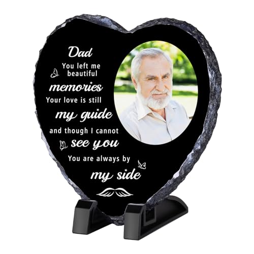 Personalised Memorial Plaques, Custom Picture Frames Custom Rock Slate Frame with Photo Text, Customised Memorial Gifts for Loss of Loved One Cemetery Decorations for Grave