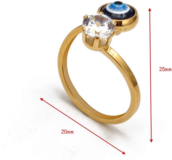 Evil Eye Adjustable Finger Ring with Zircon
