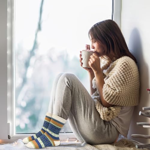 Image of MORECOO Socks for Women - Christmas Gifts for Women - Stocking Stuffers - Thick Wool Soft Warm Cozy Crew Womens Socks
