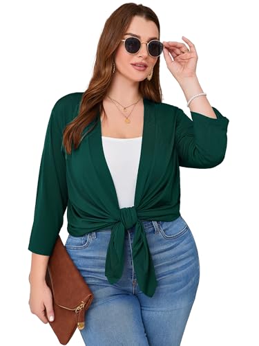 Image of AusLook Women's Plus Size Lightweight Open Front Cardigan 3 /4 Sleeve Cover Ups Shrugs Shawls and Wraps Kimono Jacket Coat