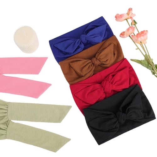Image of 6 Pieces Headbands for Women Adjustable Knotted Headbands Non Slip Trendy Hairbands Elastic Hair Bands for Women's Workout Soft Sweat Head Bands for Yoga Running Sport