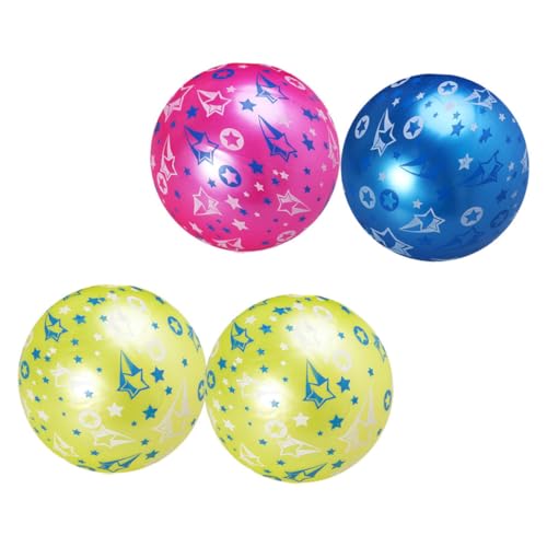 BESPORTBLE 4pcs Star Pattern Inflatable Bouncy Ball Toy for Boys and Girls Shiny Balls Thick Boys and Girls Toy Random Color