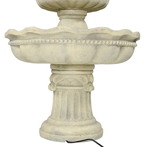 Sunnydaze 3-Tier Outdoor Water Fountain With Pineapple Top - Large Outside Floor Waterfall Fountain Feature For Garden, Backyard, Patio, Porch, Or Yard - White, 51 Inch #TOP7