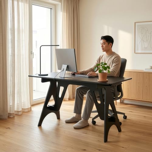 Bureau à domicile stable table d'ordinateur rigide noire 120x60cm - 5