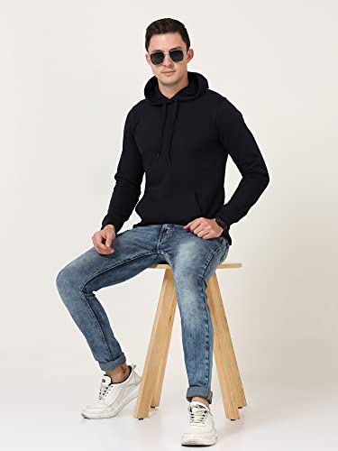 Image of Ideation Men's Cotton Hooded Neck Solid Full Sleeve Hoodies with Kangaroo Pocket