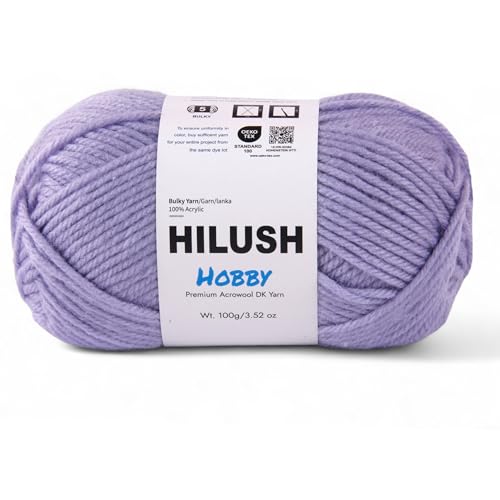 Image of Hobby,Wool Yarn dk Acrylic Hand Knitting Yarn Ball (100g /1 Ball),Suitable for Craft amigurumi Shade 001 (Purple)