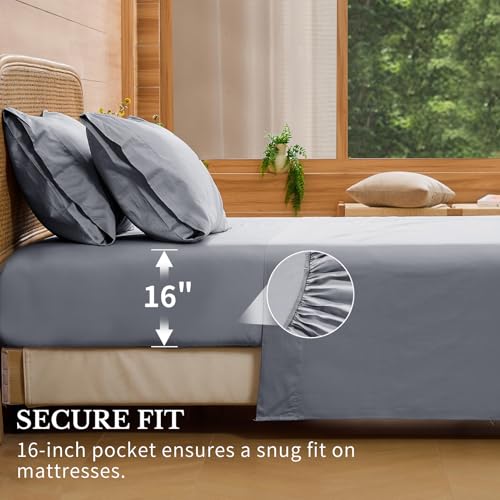 Image of Bedlifes 1000TC Egyptian Cotton Queen Sheets, 4Pcs, 16 inch Deep Pocket | Cooling & Breathable, Ultra Soft, Hotel Comfort, Sateen Weave, OEKO-TEX Certified, Easy-Care Machine Washable