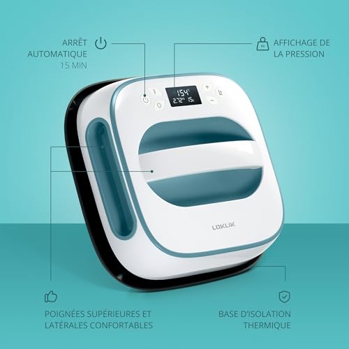 LOKLiK Easy Heat Press Presse à transfert pour la personnalisation de T-shirts, pulls, couvertures, serviettes, sacs fourre-tout, sacs et autres textiles (25,5 x 25,5 cm) – Portable – vue 2