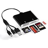 Lecteur de Carte Memory Stick Pro Duo, Lecteur de Carte 4 en 1 SD/TF/MS/XD avec Lightning+USB A+USB C, Lecteur de Cartes Multiples Compatible OTG, Transfert de données Rapide