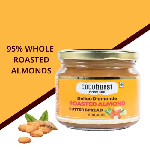 Image of Jindal Cocoa Cocoburst Almond Butter Creamy 300g - Unsweetened Almond Butter with Cocoa | 95% Roasted Almonds | No Palm Oil | No Added Sugar | Protein-Rich Nut Butter | Vegan & Vegetarian