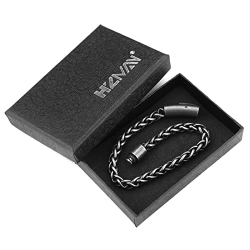 Hzman Wheat Chain Bracelet For Men Boys Matte Black 5.5Mm Stainless Steel Classic Biker Link Bracelet Wristband Bangle Party Jewelry Gift #TOP5