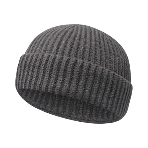 Image of Wool Fisherman Beanies for Men Women Short Cuff Knit Beanie Winter Warm Hats Trawler Hat Stylish Watch Cap