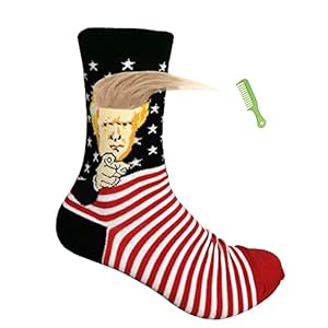 2024 Trump Socks with Hair, Donald Trump Realistic Hair Novelty Socks Gag Gifts with Free Comb