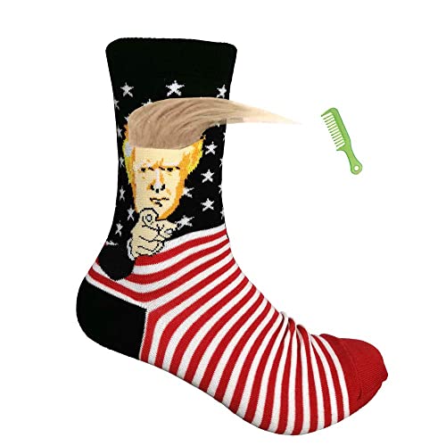 2024 Trump Socks with Hair, Donald Trump Realistic Hair Novelty Socks Gag Gifts with Free Comb