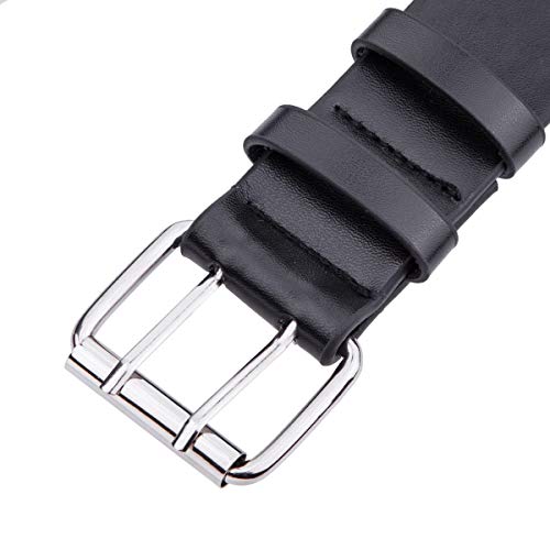 Samtree Pu Leather Double Grommet Belt For Men Women, Adjustable Rock Punk Jeans Metal Square Buckle 2 Hole Belt For Unisex, Black #TOP1