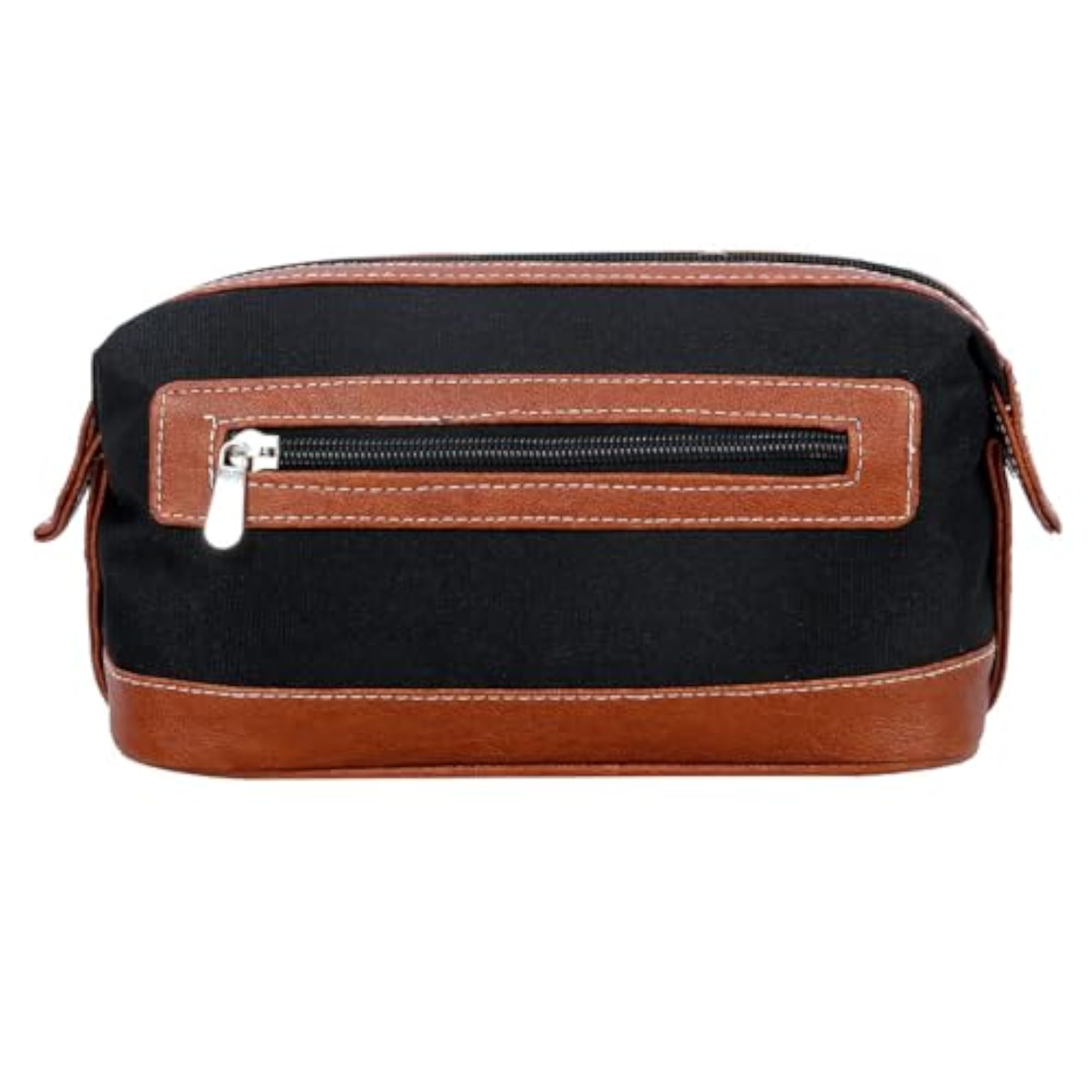 Vegan Leather Brown Shaving Bag for Men, Travel Toiletry Kit