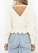 ZESICA Women's Fall 2025 Wrap V Neck Long Batwing Sleeve Belted Waist Ruffle Knitted Sweater Pullover Top,Ivory,Medium