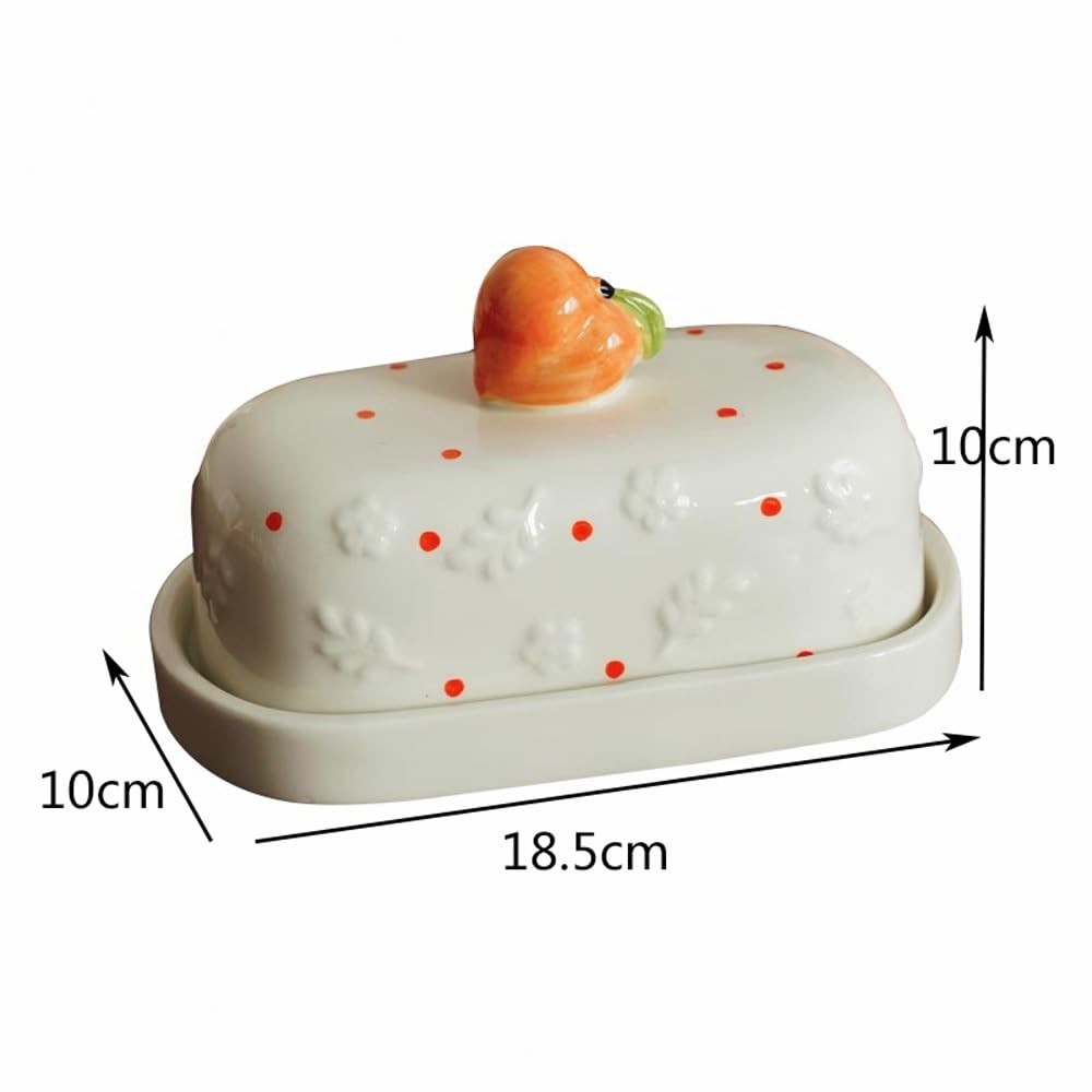 Porte-beurre Beurrier en relief forme de pêche style européen avec couvercle Plat à fromage pour la cuisine