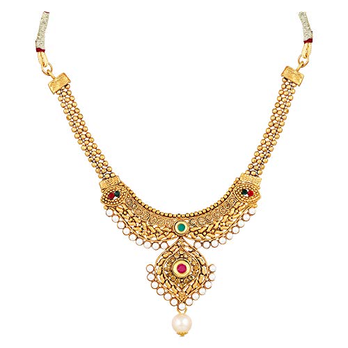 Shining Diva Fashion 18k Gold Plated Long Short Necklace Combo Stylish Traditional Pearl Jewellery Set for Women - Image 8