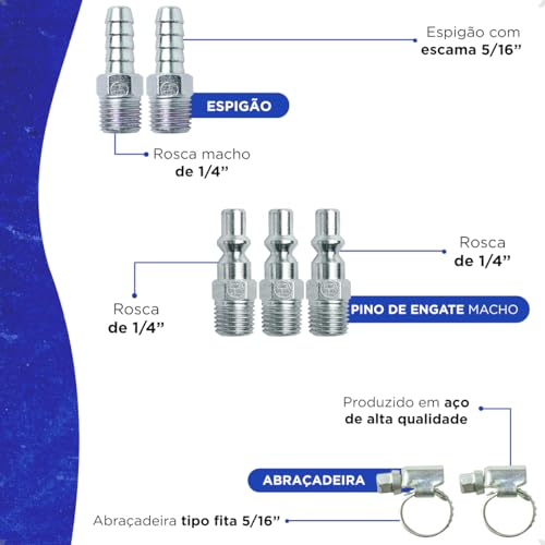 Mangueira 20 Metros e Acessórios Para Compressor de Ar