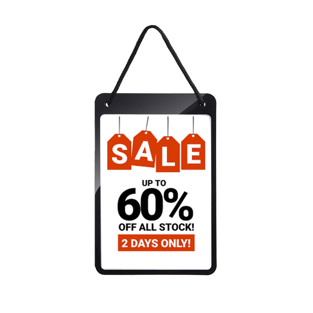 Runiash 2 Pack Business Retail Sale Display Sign Holder Frame Sale Price Display Hanging Poster Paper Holder Message Memo Board Merchandise Tags Sale Price Tags for Clothing A5 (With String) - Image 4