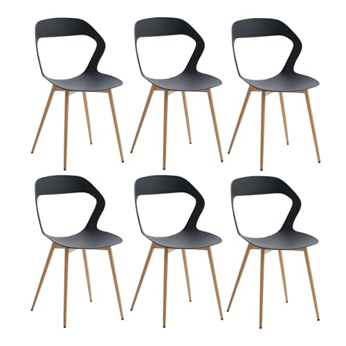 JZGORC Lot de 6 Chaises de Salle à Manger Nordiques, Chaises de Cuisine, avec Pieds de Chaise en Métal, Grand Design de Dossier évidé, idéal pour Salon, Salle de...